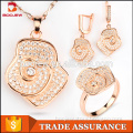 2015 wholesale costume stylish flower shape zircon stone gold necklace earrings set